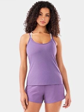 TAVI Pace Ribbed Tank Top Athletic Shirt Yoga Grape Purple Soft Nylon Women S